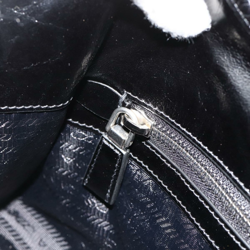 【日本直送】PRADA 手提包 皮革 黑色 銀色 正品 ka3962SAM-21