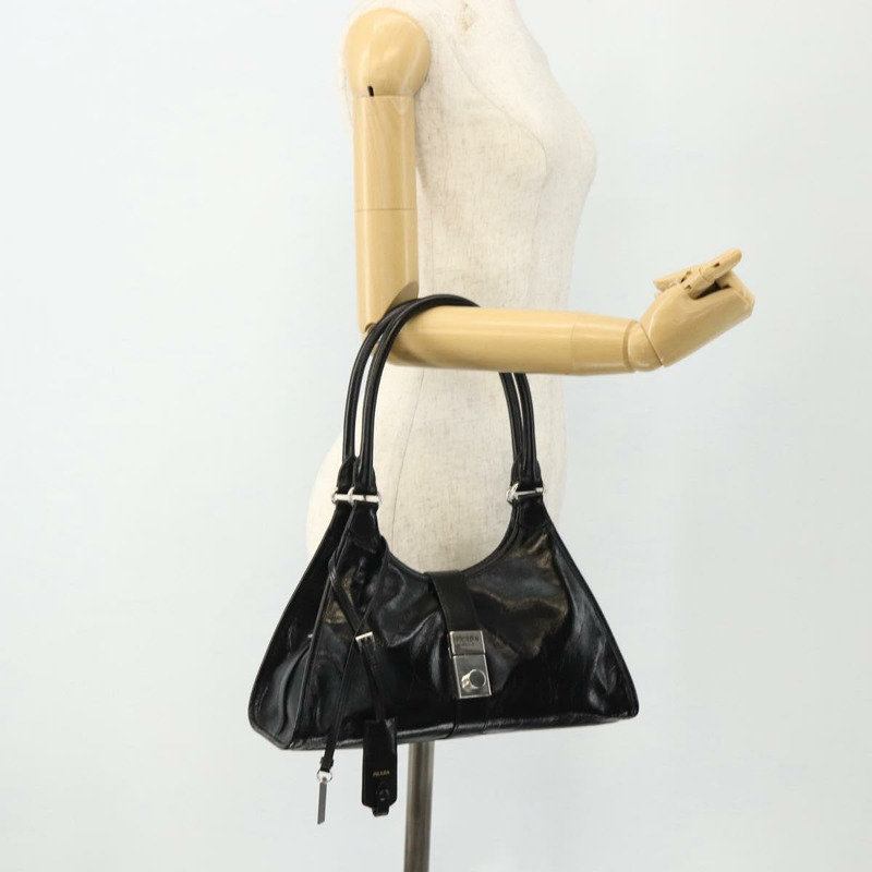 【日本直送】PRADA 手提包 皮革 黑色 銀色 正品 ka3962SAM-24