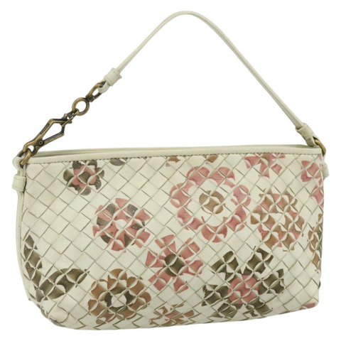 BOTTEGA VENETA INTRECCIATO 皮革配件包 象牙色 金色 正品 176059A