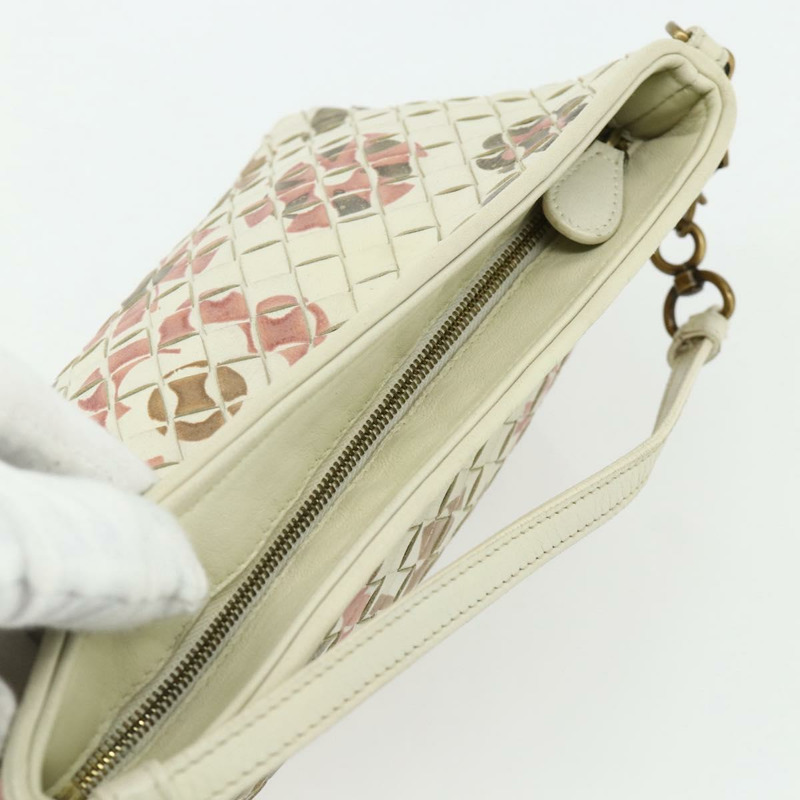【日本直送】BOTTEGA VENETA INTRECCIATO 皮革配件包 象牙色 金色 正品 176059A-5