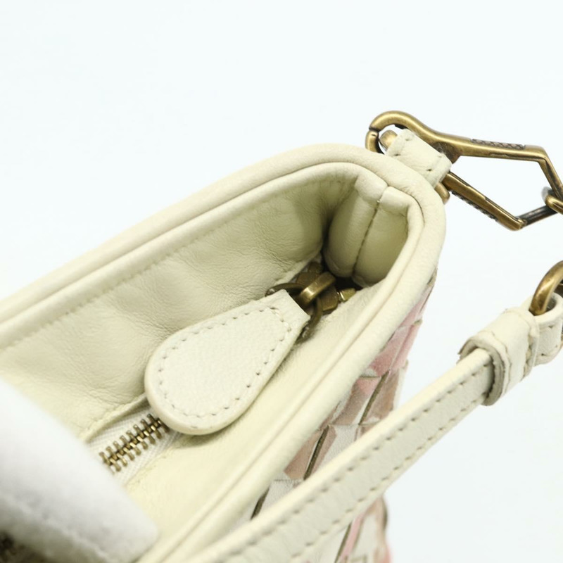 【日本直送】BOTTEGA VENETA INTRECCIATO 皮革配件包 象牙色 金色 正品 176059A-9