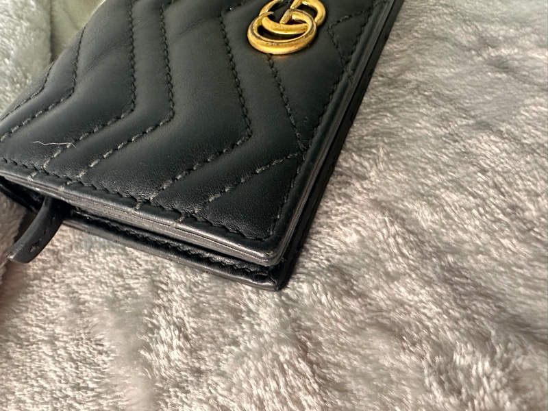 Gucci 黑色marmont 金釦短夾-13