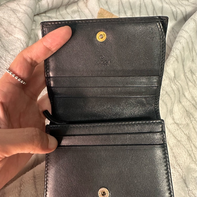 Gucci 黑色marmont 金釦短夾-7