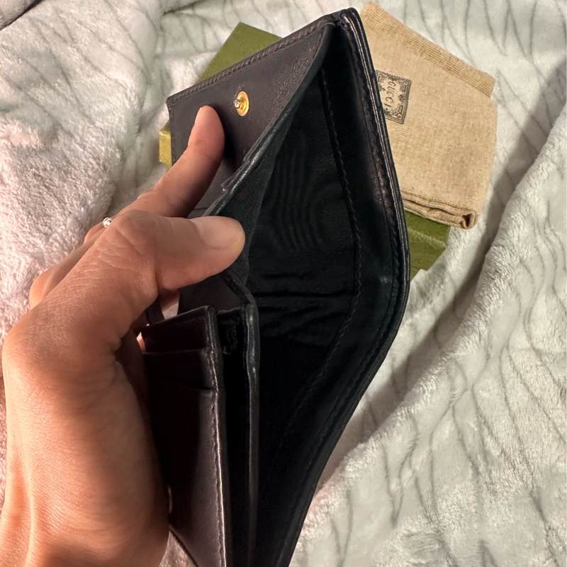 Gucci 黑色marmont 金釦短夾-8