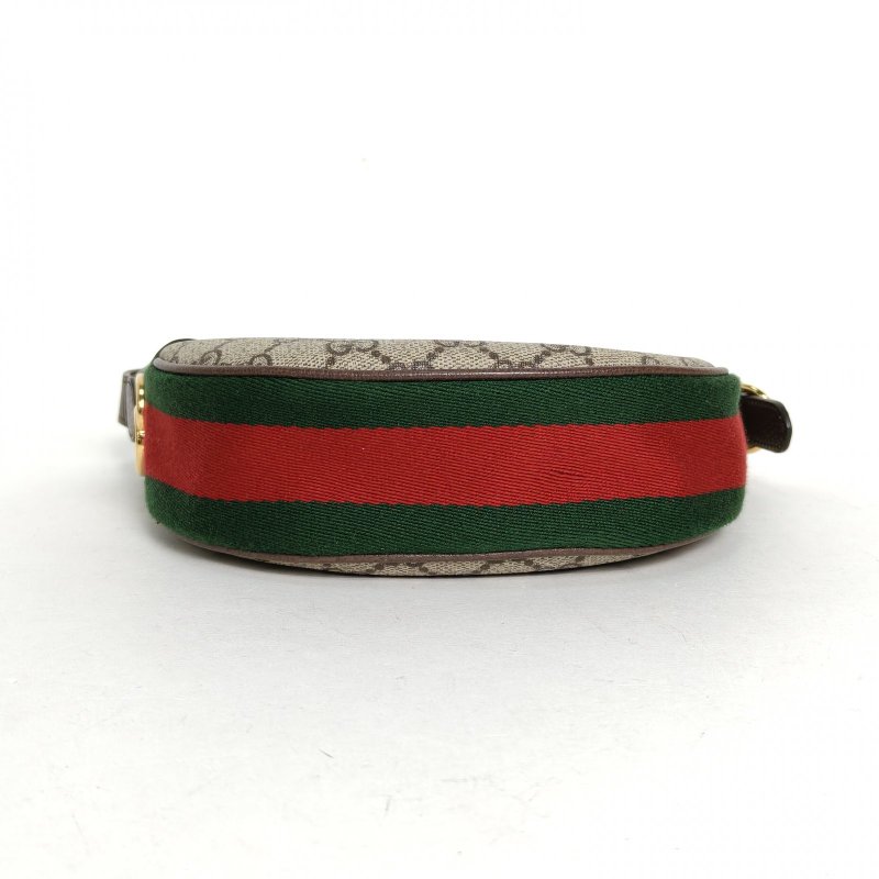 GUCCI Ophidia豌豆包腋下包Mini20烏木色帆布金扣肩背包-4