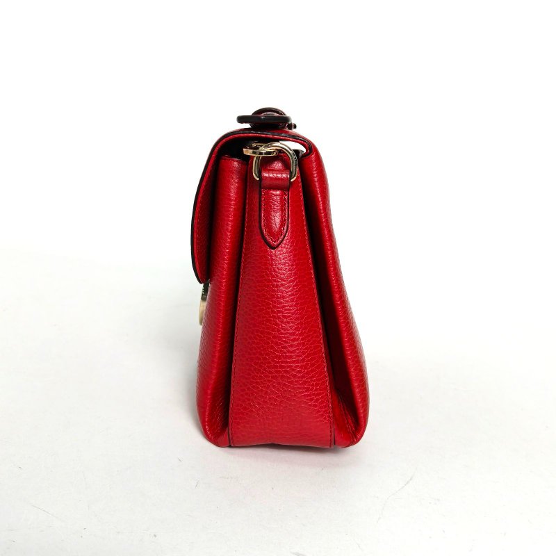 GUCCI Interlock手提風琴包26紅色牛皮金扣肩背包-1