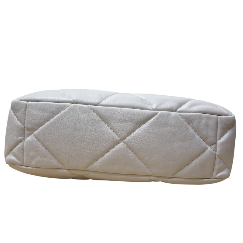 CHANEL白色菱格羊皮19雙色鏈袋手提/肩背包-30公分-2