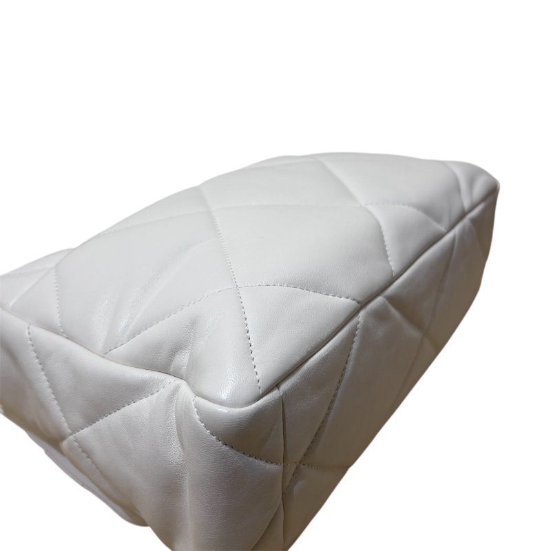 CHANEL白色菱格羊皮19雙色鏈袋手提/肩背包-30公分-4