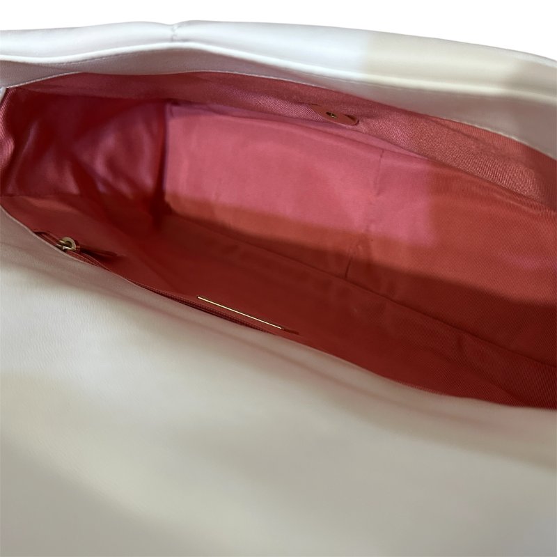 CHANEL白色菱格羊皮19雙色鏈袋手提/肩背包-30公分-7