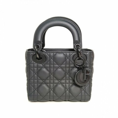 DIOR Lady戴妃包三格黑色牛皮磨砂扣2018肩背包