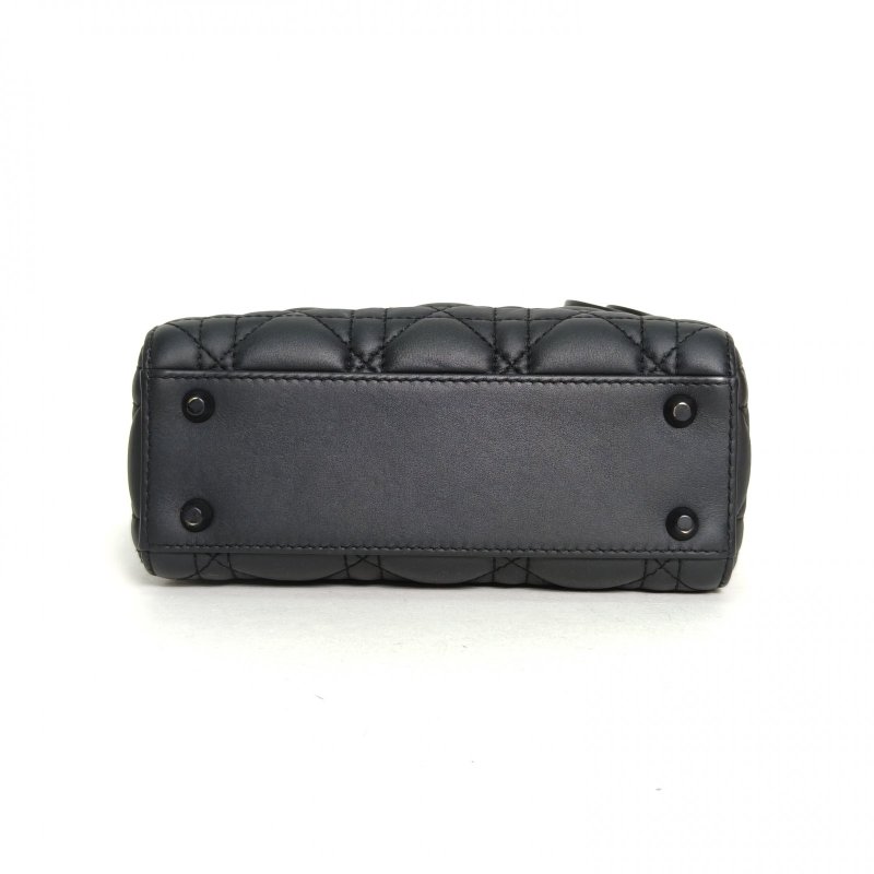 DIOR Lady戴妃包三格黑色牛皮磨砂扣2018肩背包-4