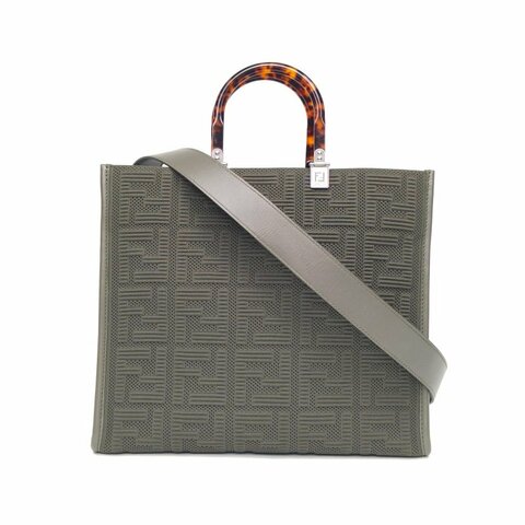 FENDI 綠色帆布卡戴珊聯名膠囊系列Sunshinetote肩背包