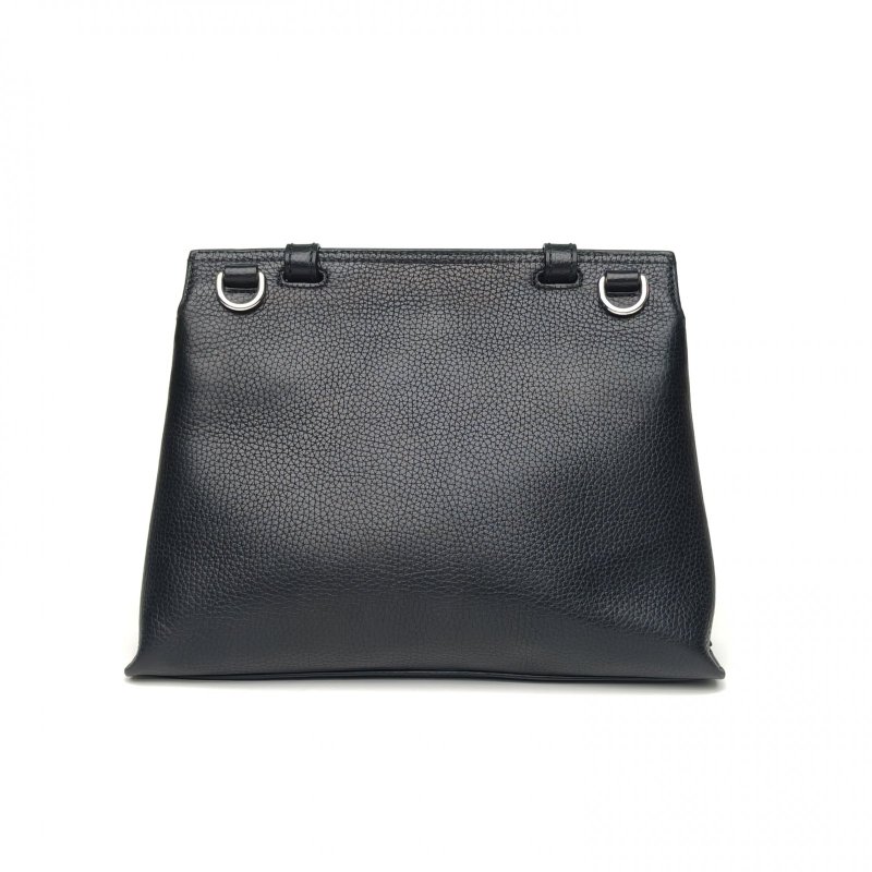 GUCCI 黑色牛皮銀扣Bamboodaily竹節扣手提斜挎包肩背包-2