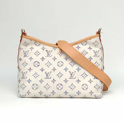 LOUIS VUITTON CARRYALL小號29米白色牛皮/帆布晶片航海系列肩背包