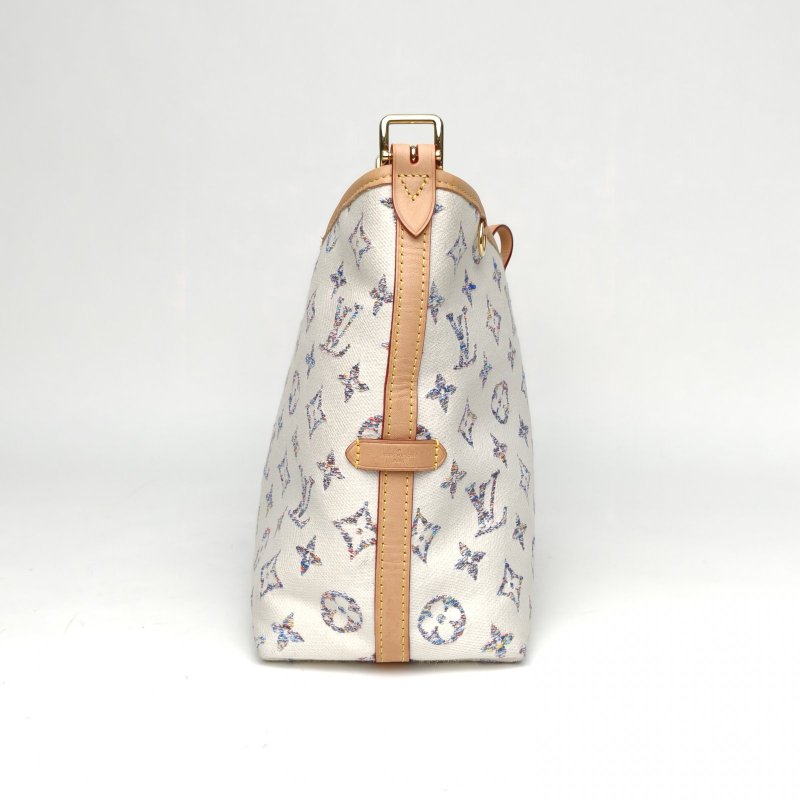 LOUIS VUITTON CARRYALL小號29米白色牛皮/帆布晶片航海系列肩背包-1