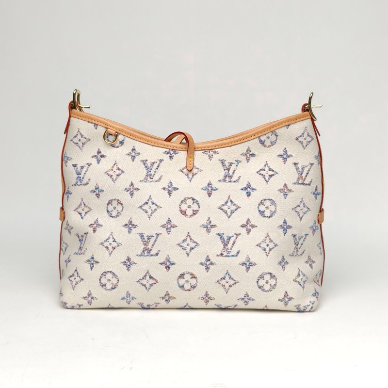 LOUIS VUITTON CARRYALL小號29米白色牛皮/帆布晶片航海系列肩背包-2