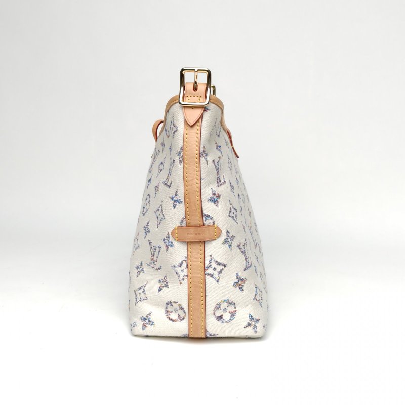 LOUIS VUITTON CARRYALL小號29米白色牛皮/帆布晶片航海系列肩背包-3
