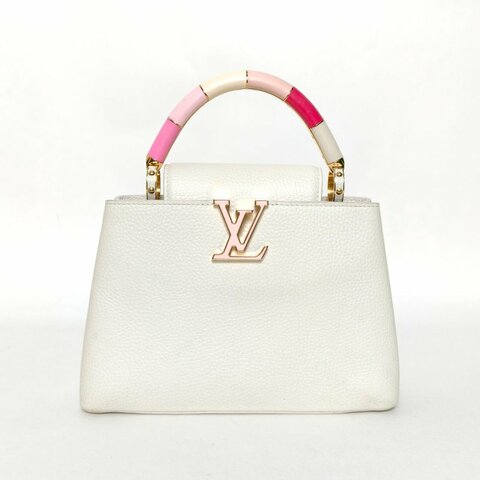 LOUIS VUITTON CapucinesBB27白色牛皮琺瑯扣晶片肩背包