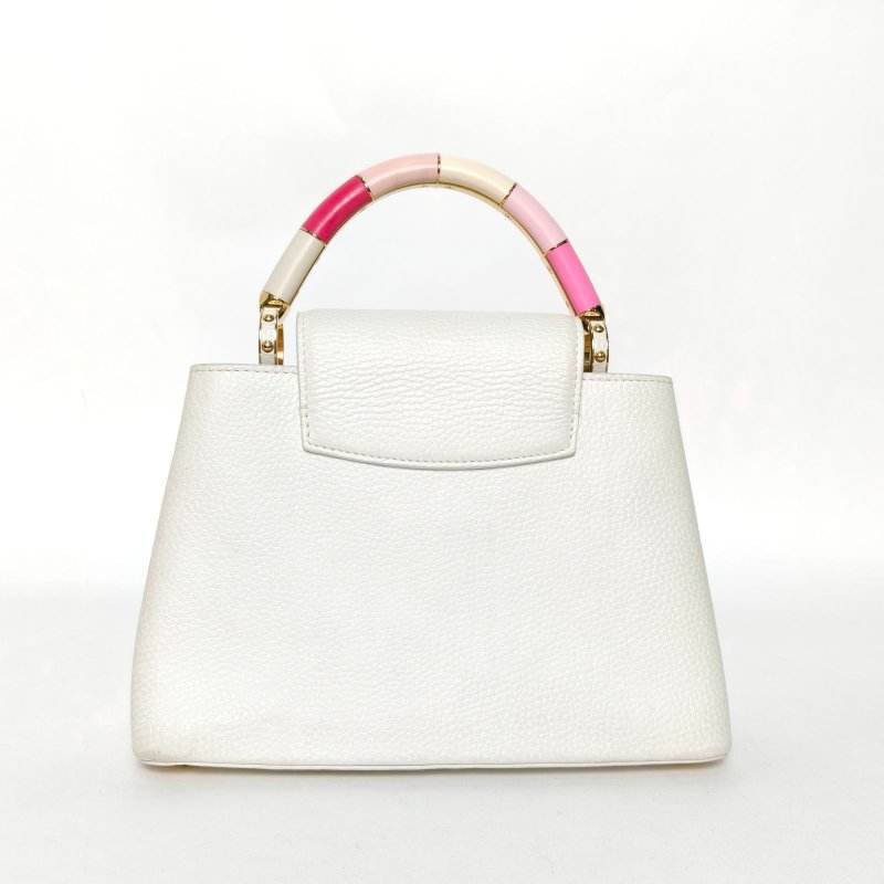LOUIS VUITTON CapucinesBB27白色牛皮琺瑯扣晶片肩背包-2
