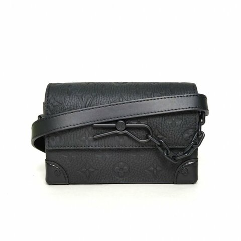 LOUIS VUITTON Steamer盒子包黑色牛皮晶片肩背包