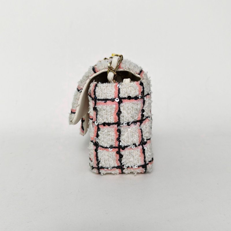 CHANEL CF口蓋包大Mini拼色毛呢晶片開金扣24S肩背包-1