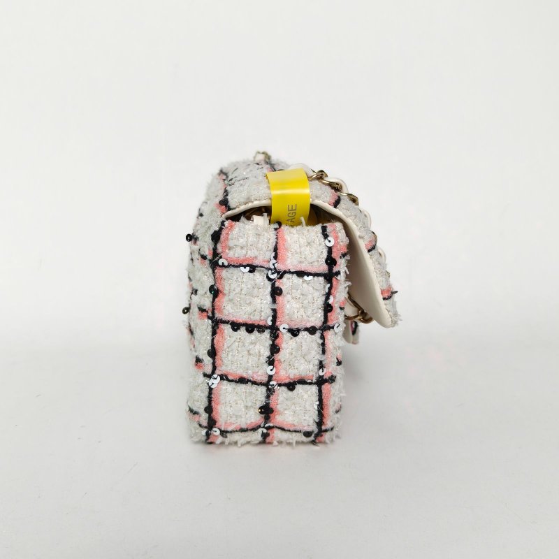 CHANEL CF口蓋包大Mini拼色毛呢晶片開金扣24S肩背包-3