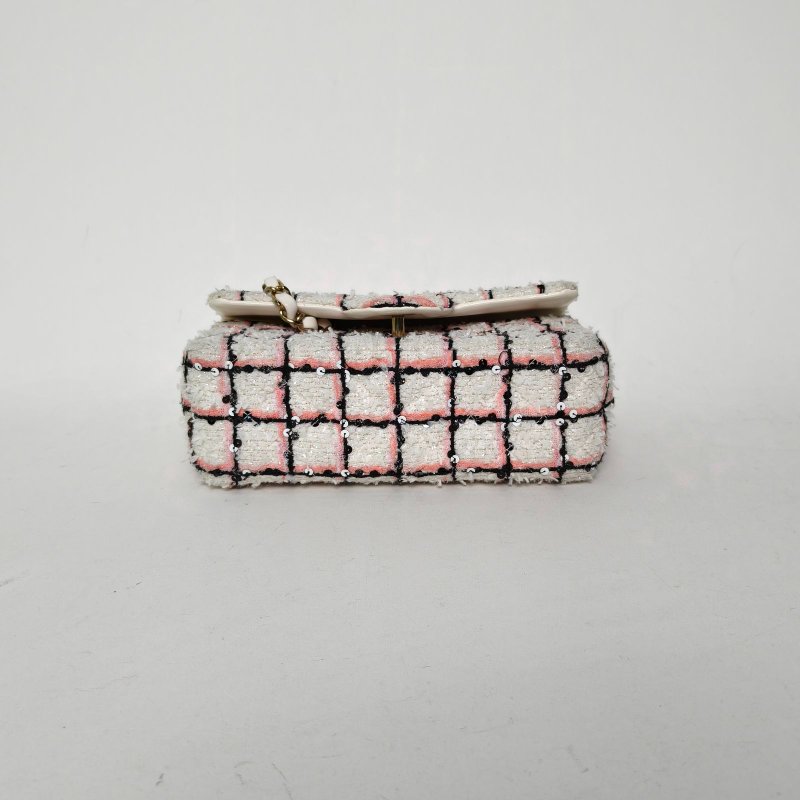 CHANEL CF口蓋包大Mini拼色毛呢晶片開金扣24S肩背包-4