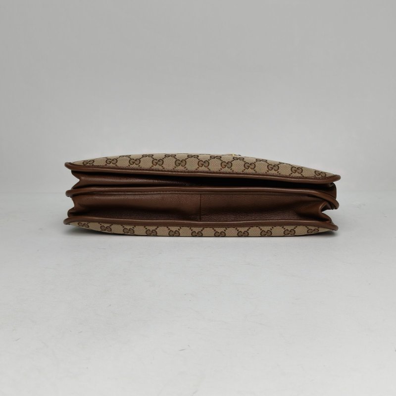 GUCCI 卡其色帆布金扣1955馬銜扣托特包肩背包-4
