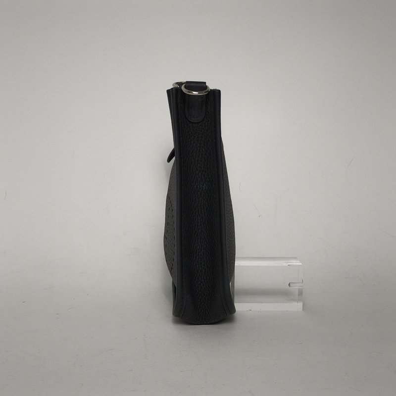 HERMES EvelyneMini16黑色TC皮D刻銀扣肩背包-1
