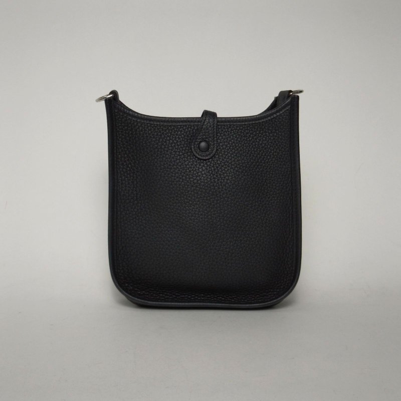 HERMES EvelyneMini16黑色TC皮D刻銀扣肩背包-2