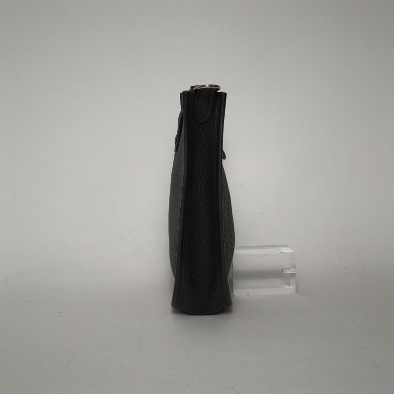 HERMES EvelyneMini16黑色TC皮D刻銀扣肩背包-3