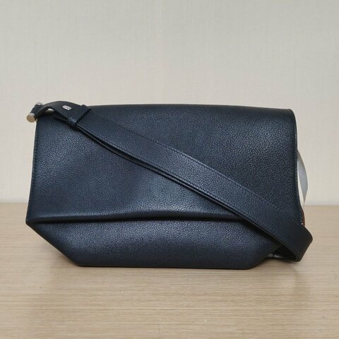 HERMES Opli28火焰橙拼2Z午夜藍TN皮C刻銀扣肩背包