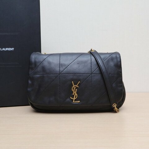 SAINT LAURENT JAMIE43Logo標識鏈條黑色羊皮金扣肩背包