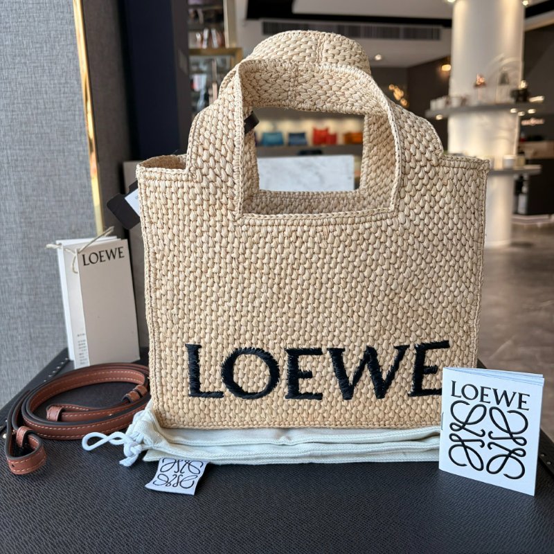LOEWE 小型Font 拉菲草手提包-0
