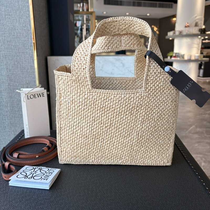 LOEWE 小型Font 拉菲草手提包-3