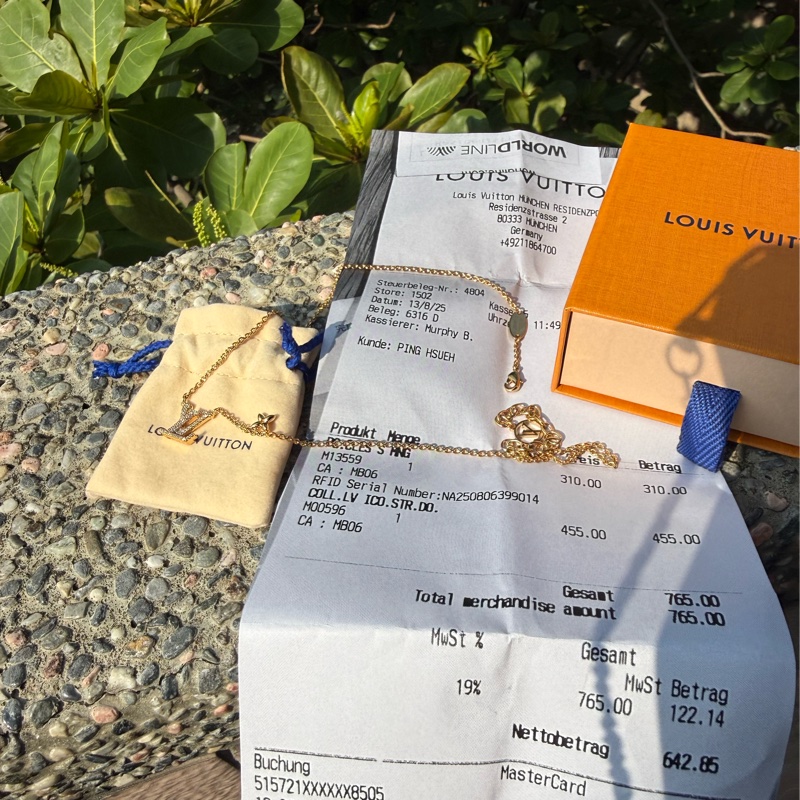 全新LV lconic金色字母水鑽項鍊M00596-4