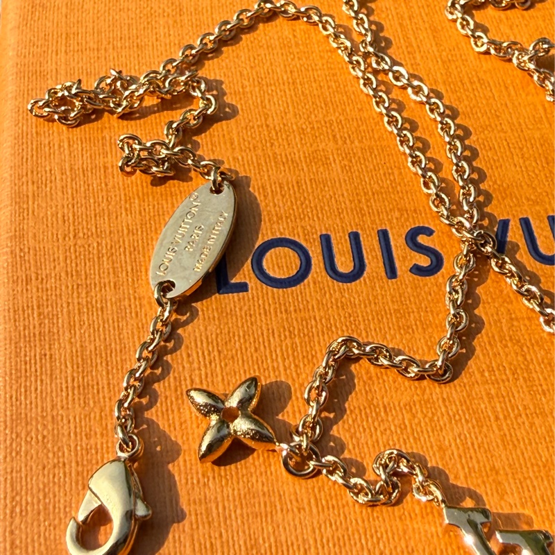 全新LV lconic金色字母水鑽項鍊M00596-6