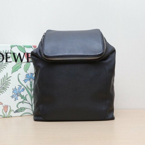LOEWE 黑色牛皮GoyaBackpack雙肩包肩背包