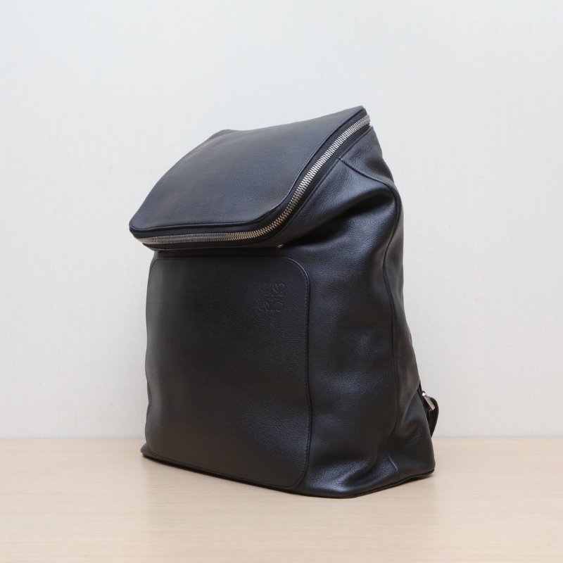 LOEWE 黑色牛皮GoyaBackpack雙肩包肩背包-4