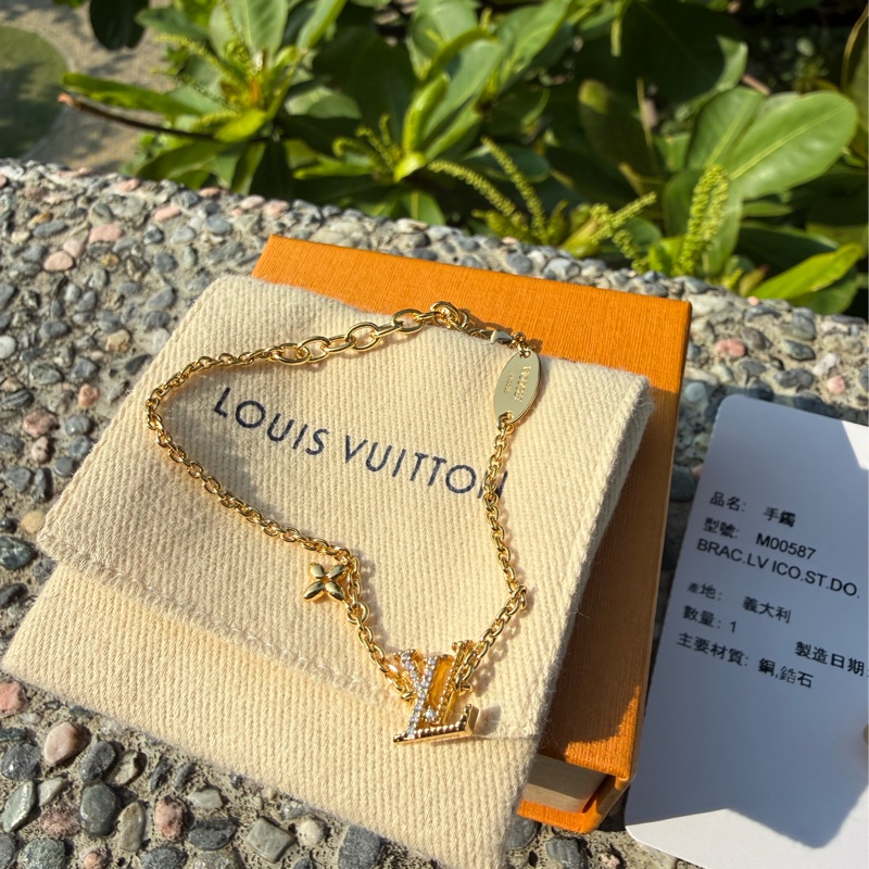 全新LV lconic金色字母水鑽手鍊M00587-3