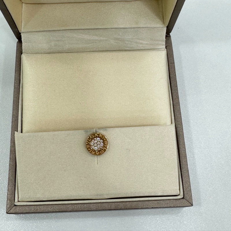 BVLGARI 寶格麗 18K玫瑰金滿鑽圓餅耳環 22年 全套-1