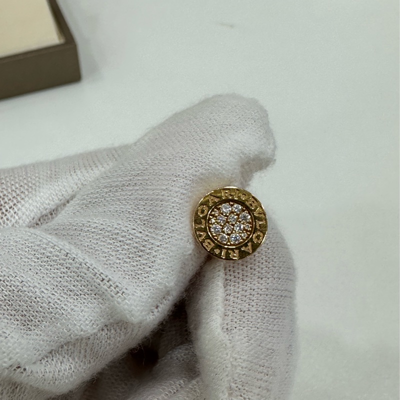 BVLGARI 寶格麗 18K玫瑰金滿鑽圓餅耳環 22年 全套-3