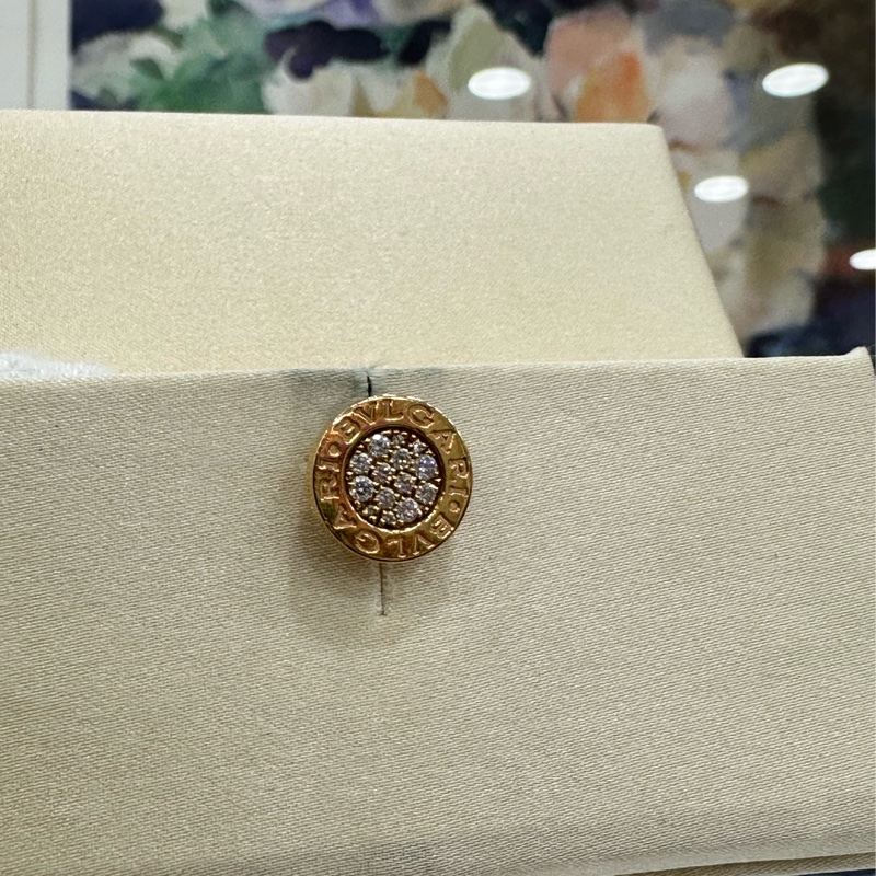 BVLGARI 寶格麗 18K玫瑰金滿鑽圓餅耳環 22年 全套-4