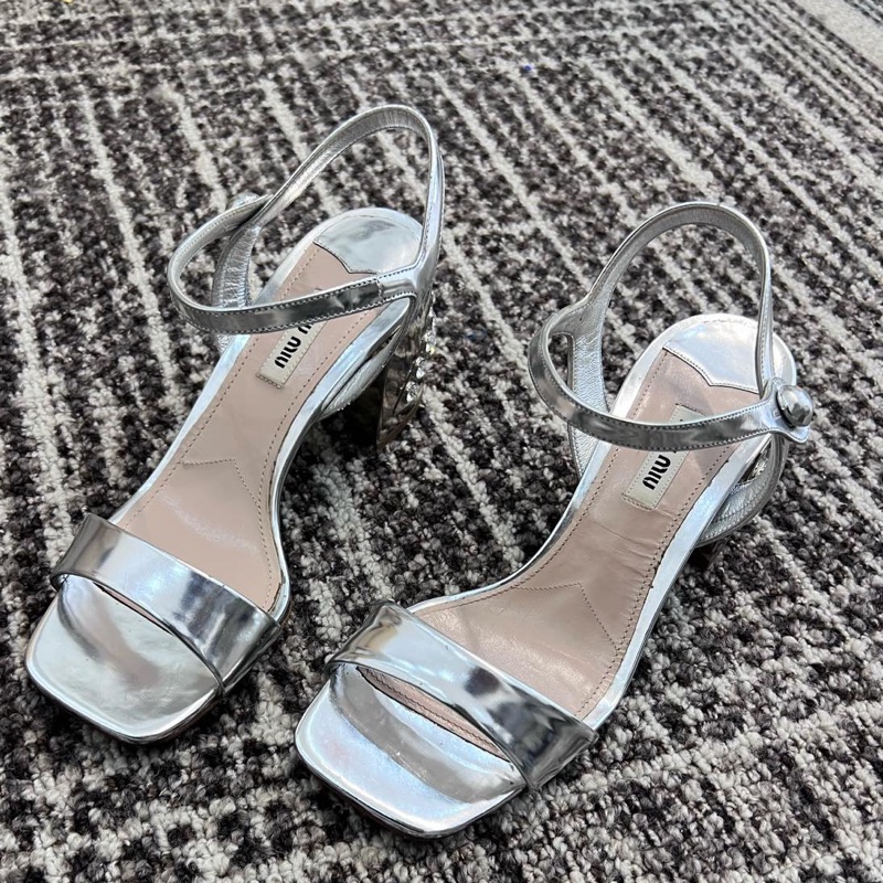 99新miumiu水晶高跟鞋 跟高7cm 37.5碼  🈚附件-0