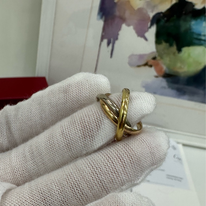 Cartier卡地亞 Trinity系列 18k三環戒指 50碼 24年 卡 購證-3