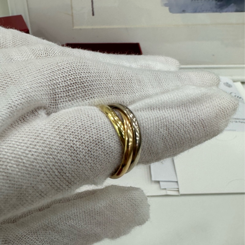 Cartier卡地亞 Trinity系列 18k三環戒指 50碼 24年 卡 購證-4