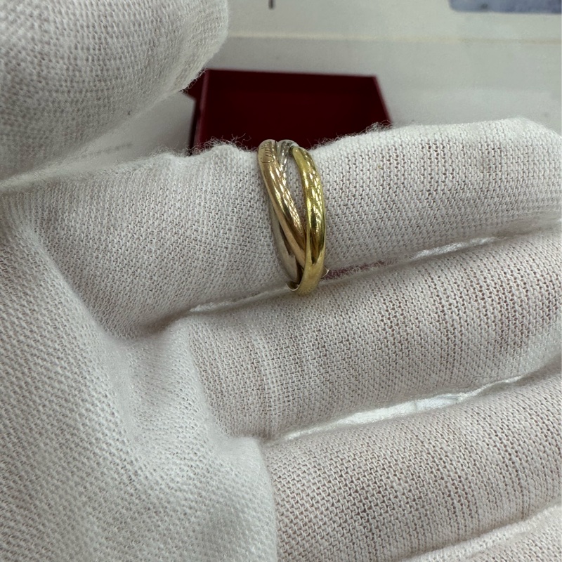 Cartier卡地亞 Trinity系列 18k三環戒指 50碼 24年 卡 購證-5