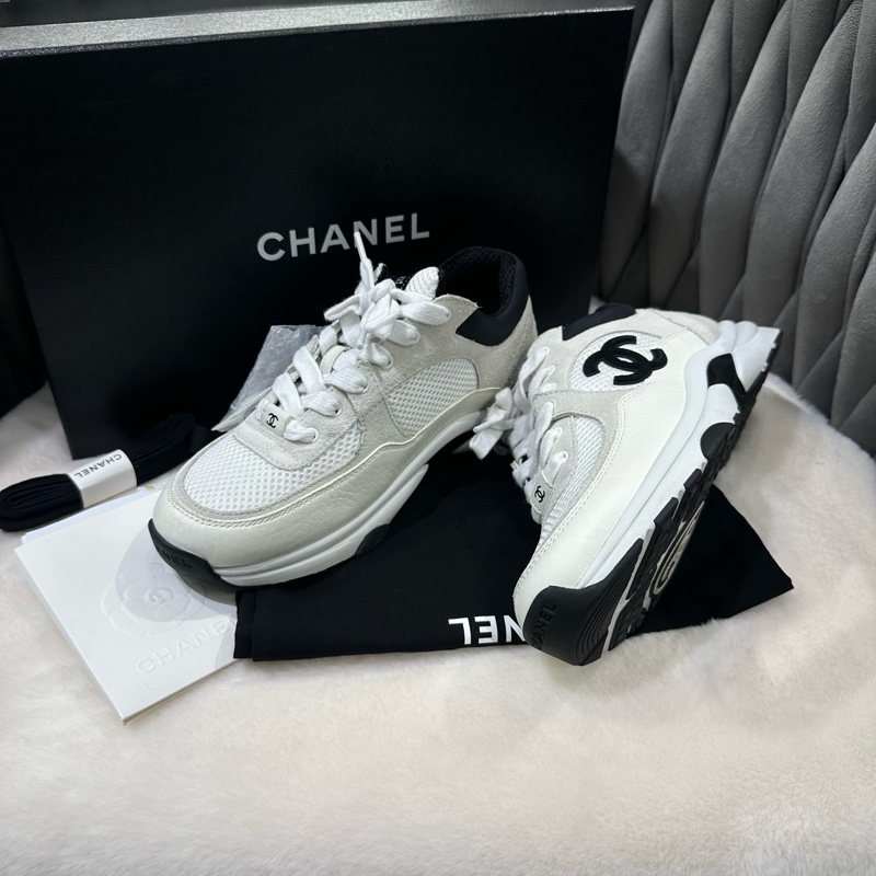 98新 CHANEL香奈兒  黑白熊貓網面  尺碼 37-1