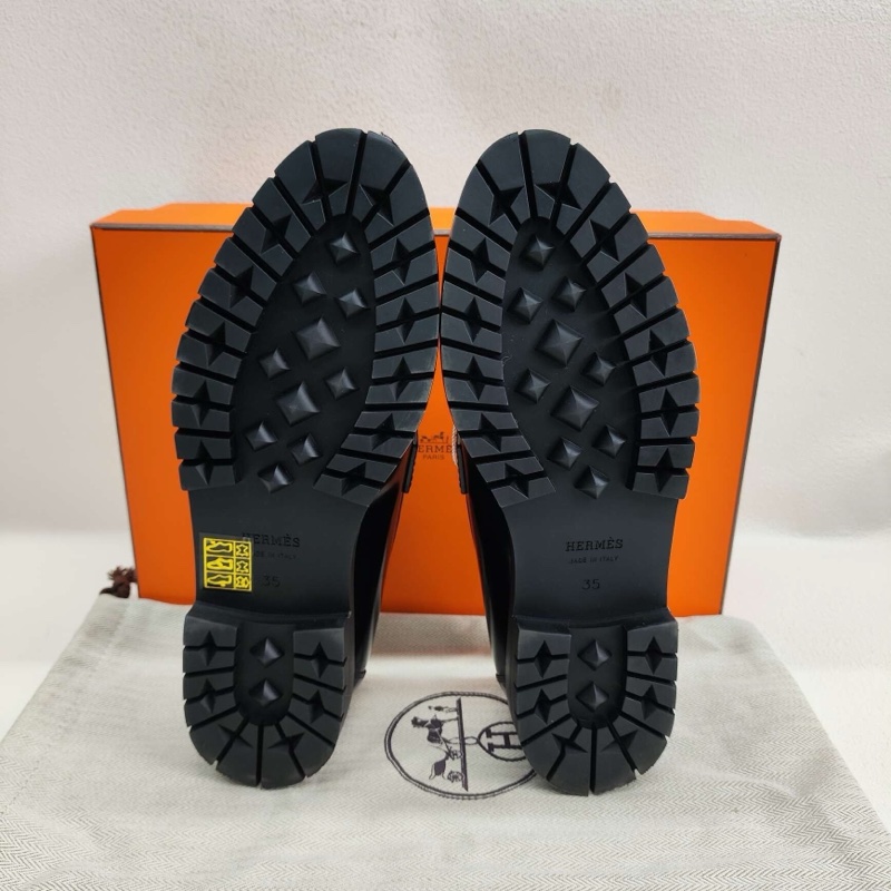 HERMES愛馬仕 Faubourg 小牛皮 圓頭套腳 樂福鞋 35碼-6