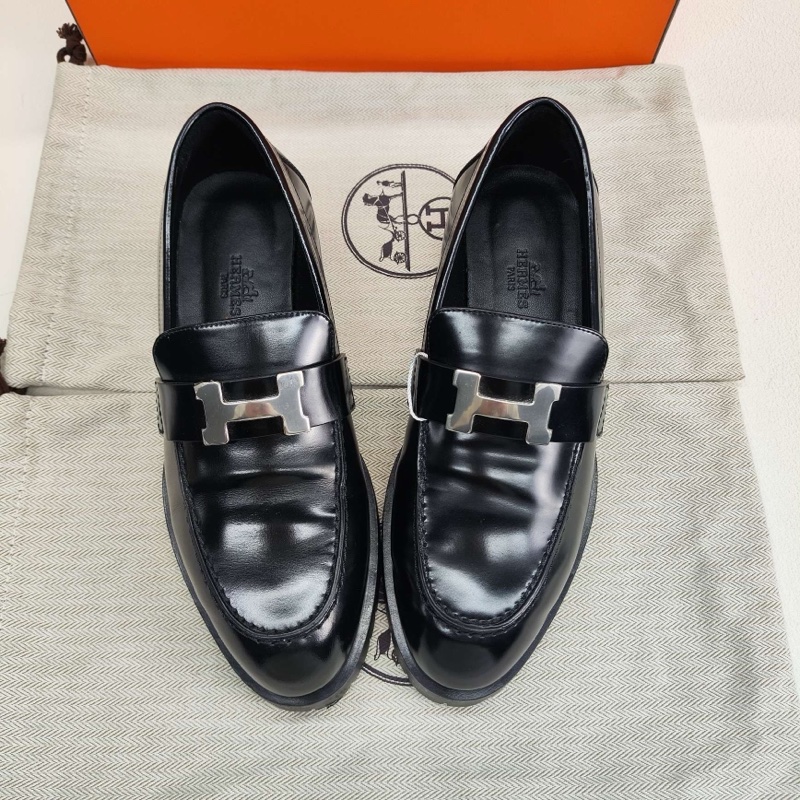 HERMES愛馬仕 Faubourg 小牛皮 圓頭套腳 樂福鞋 35碼-8